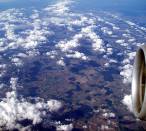ドイツ上空の航空機から見る景色