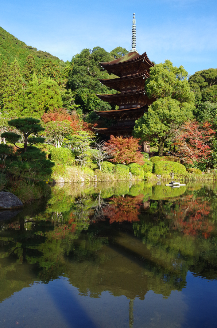 秋の日本三名塔・瑠璃光寺五重の塔